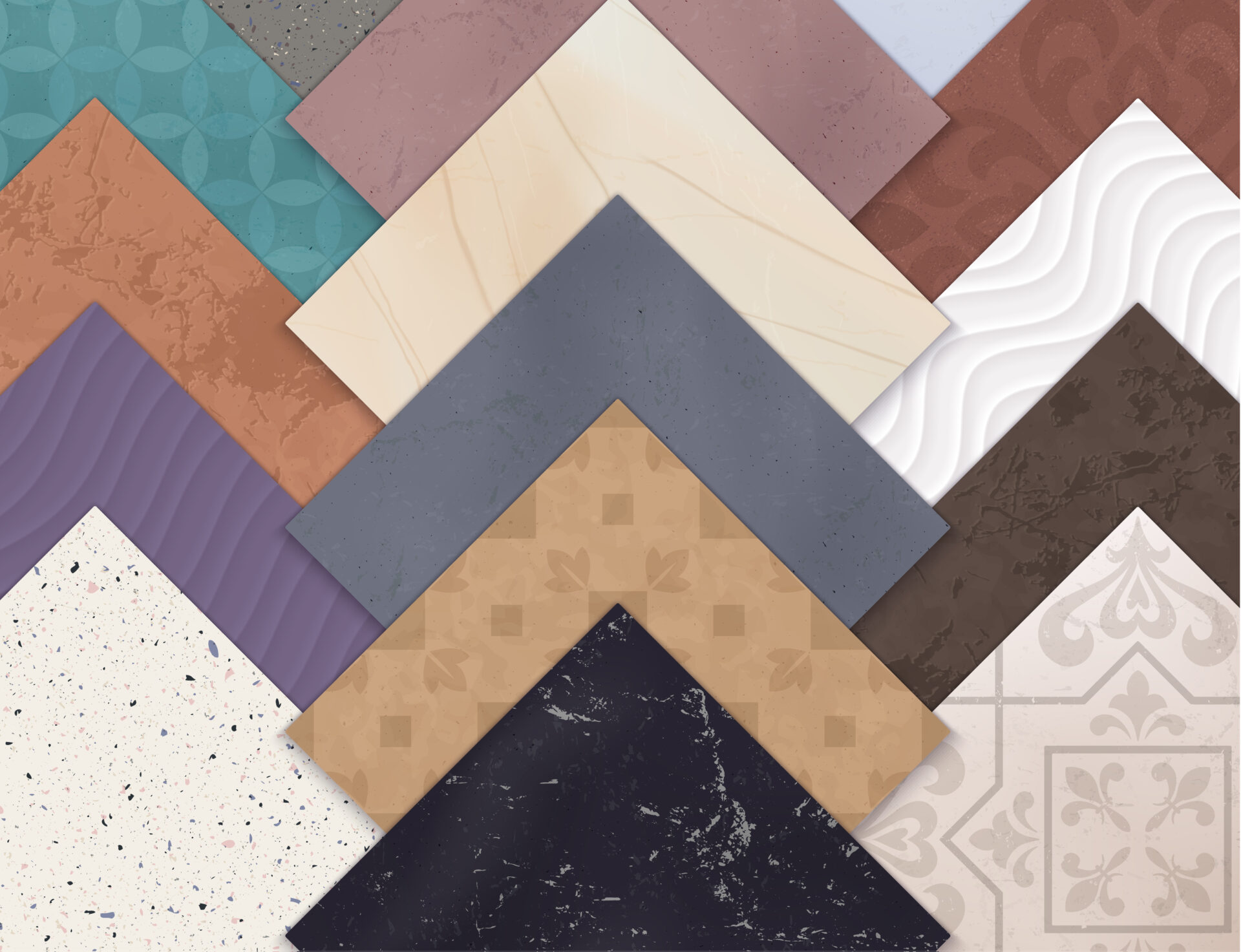 Realistic Ceramic Floor Tiles Horizontal Set