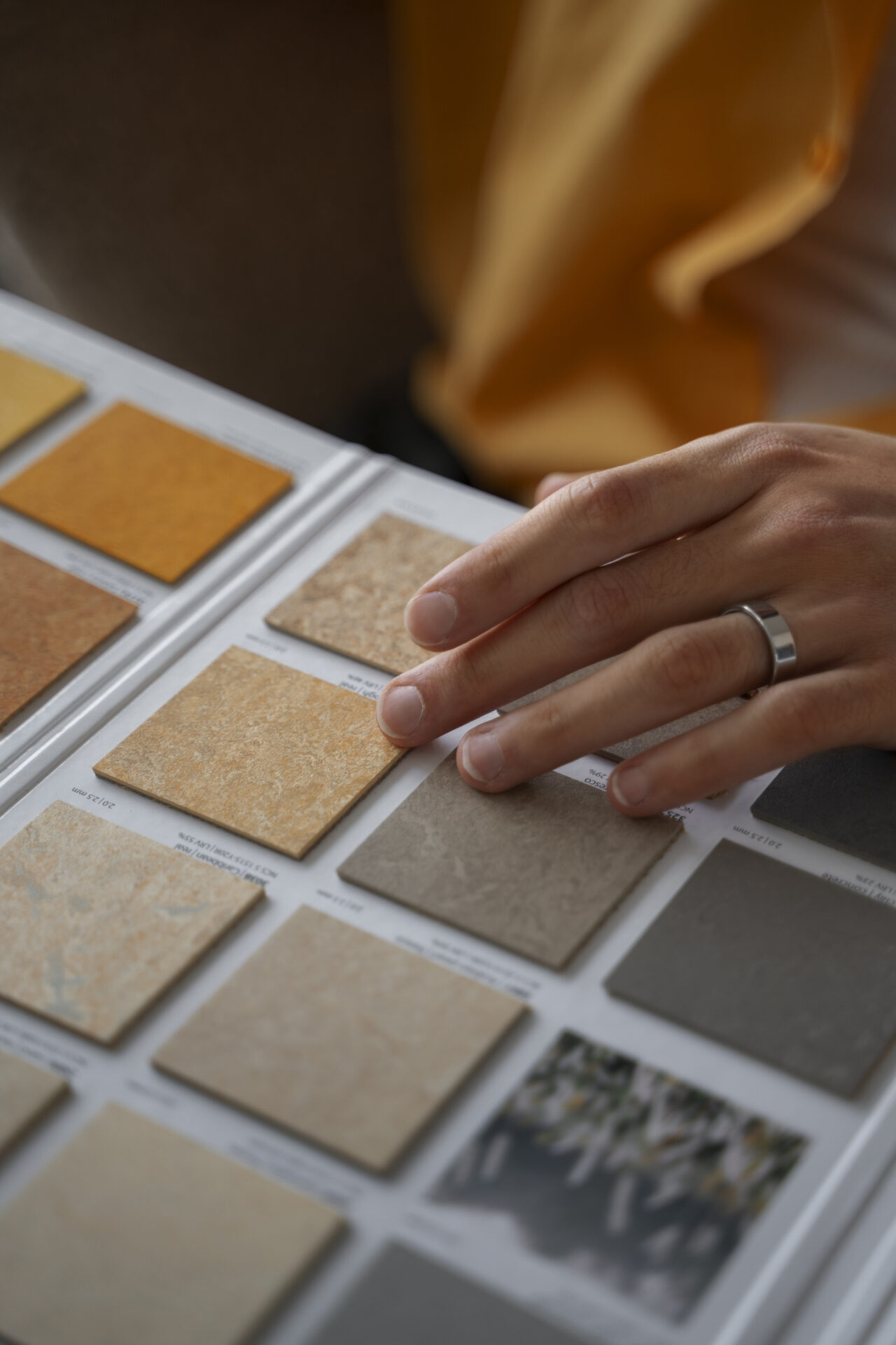 close up color palette used by interior designer