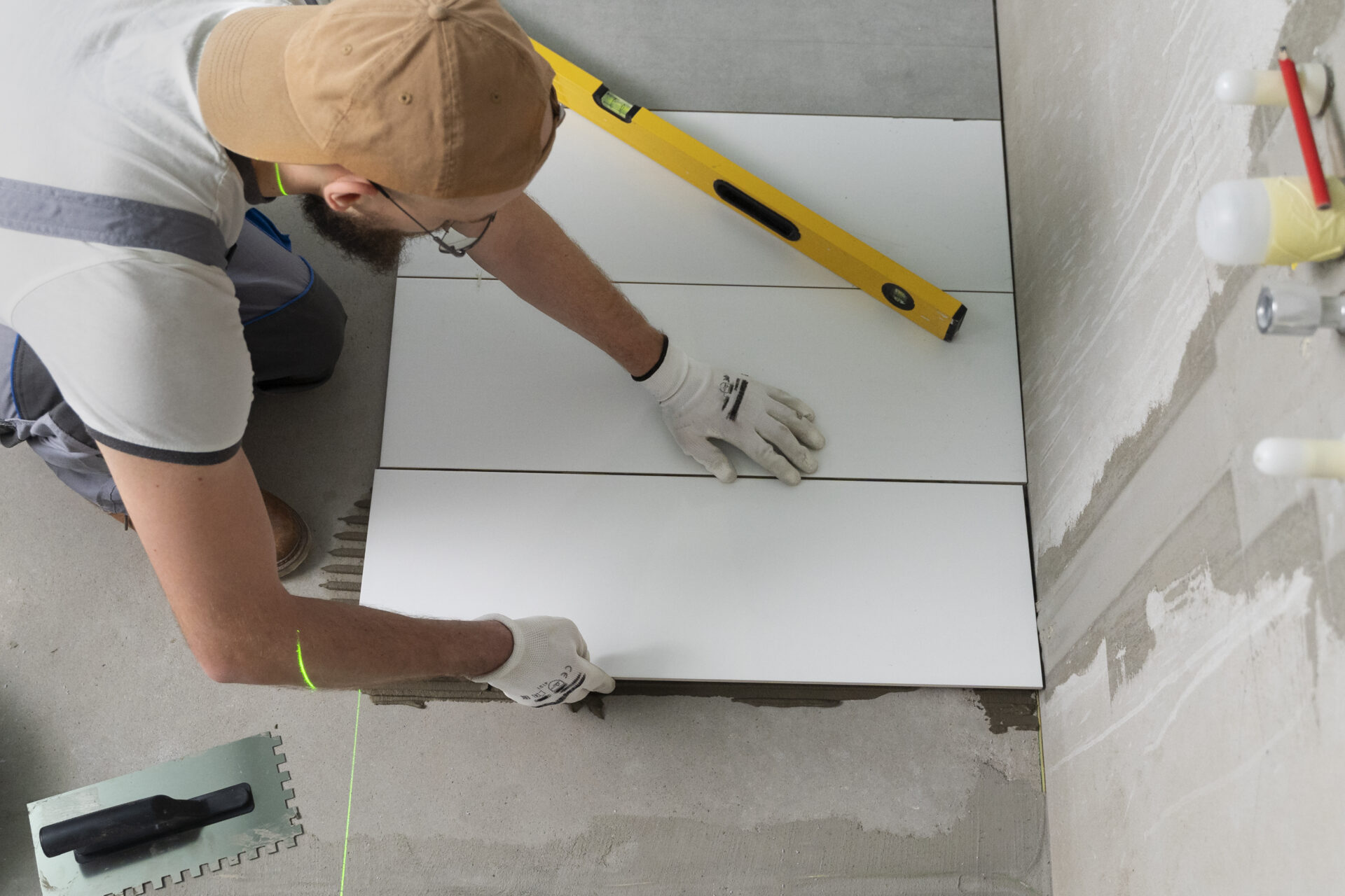 tiler working renovation apartment 3